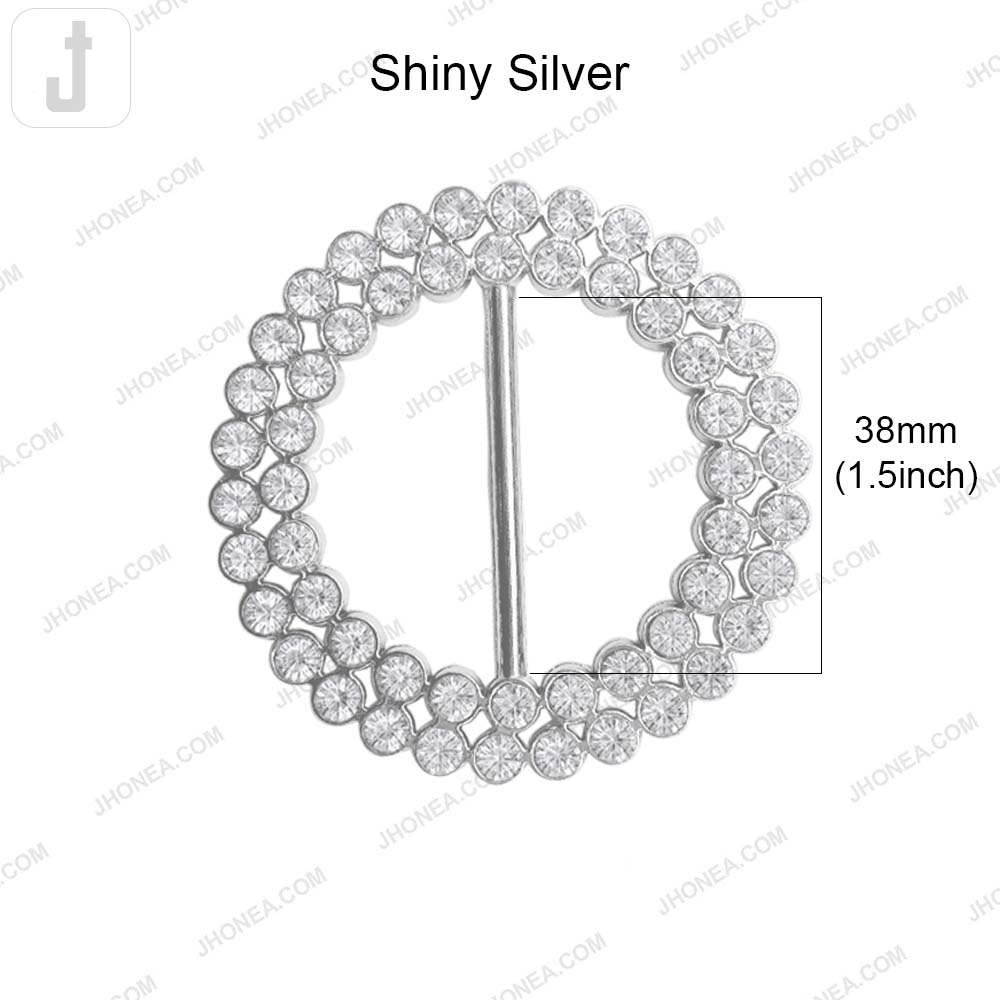 Shiny Sparkling Round Shape 38mm Diamond Belt Buckle
