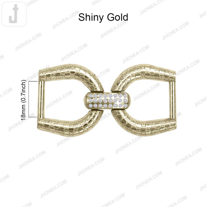 Elegant Shiny Gold Diamond Accent Metal Belt/Shoe Accessory