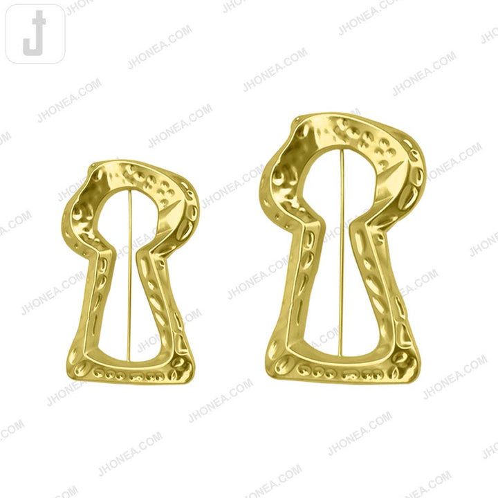 Abstract Statement Matte Gold Keyhole Pin Brooch