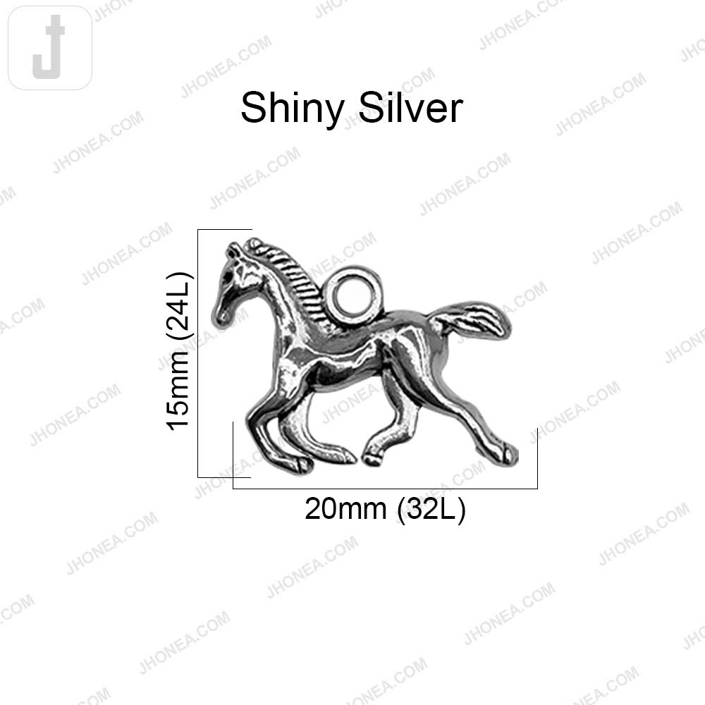 Exquisite Shiny Silver Horse Loop Metal Buttons