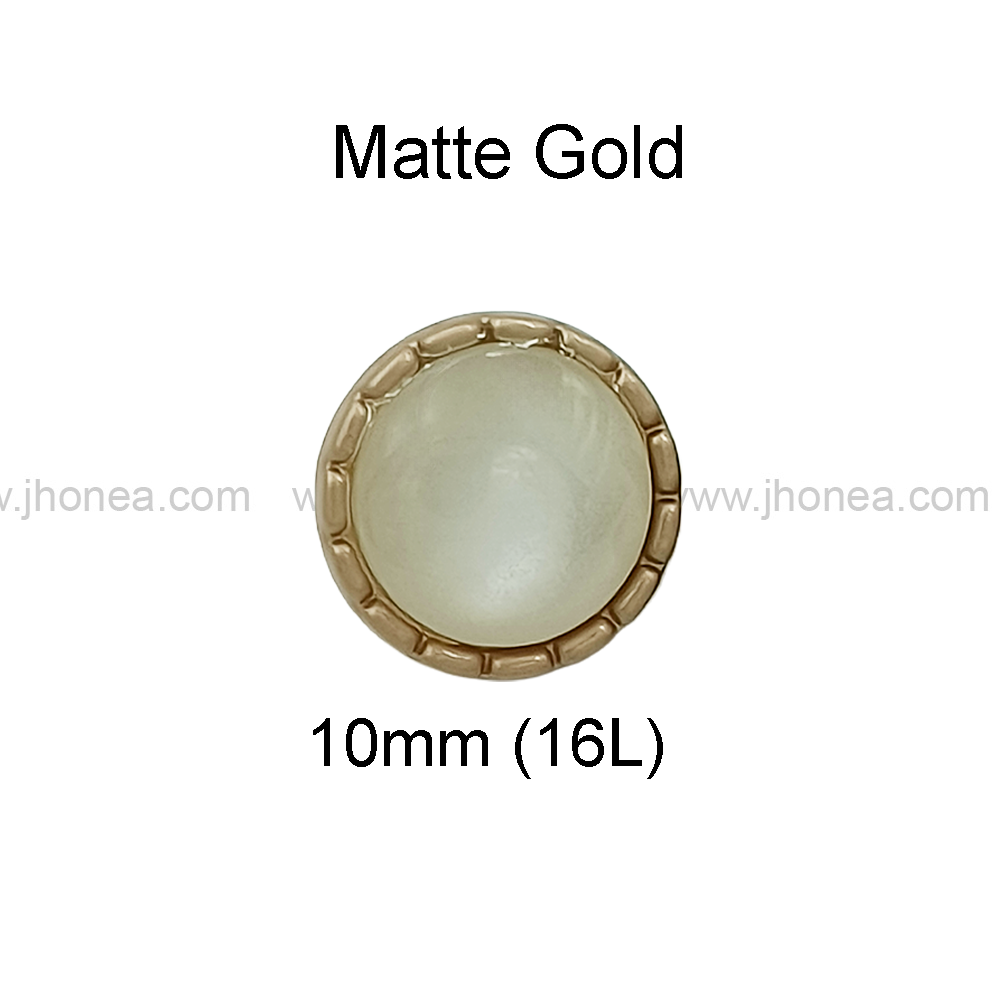 Matte Gold Round Shape with Scalloped Edges Resin Pearl Button