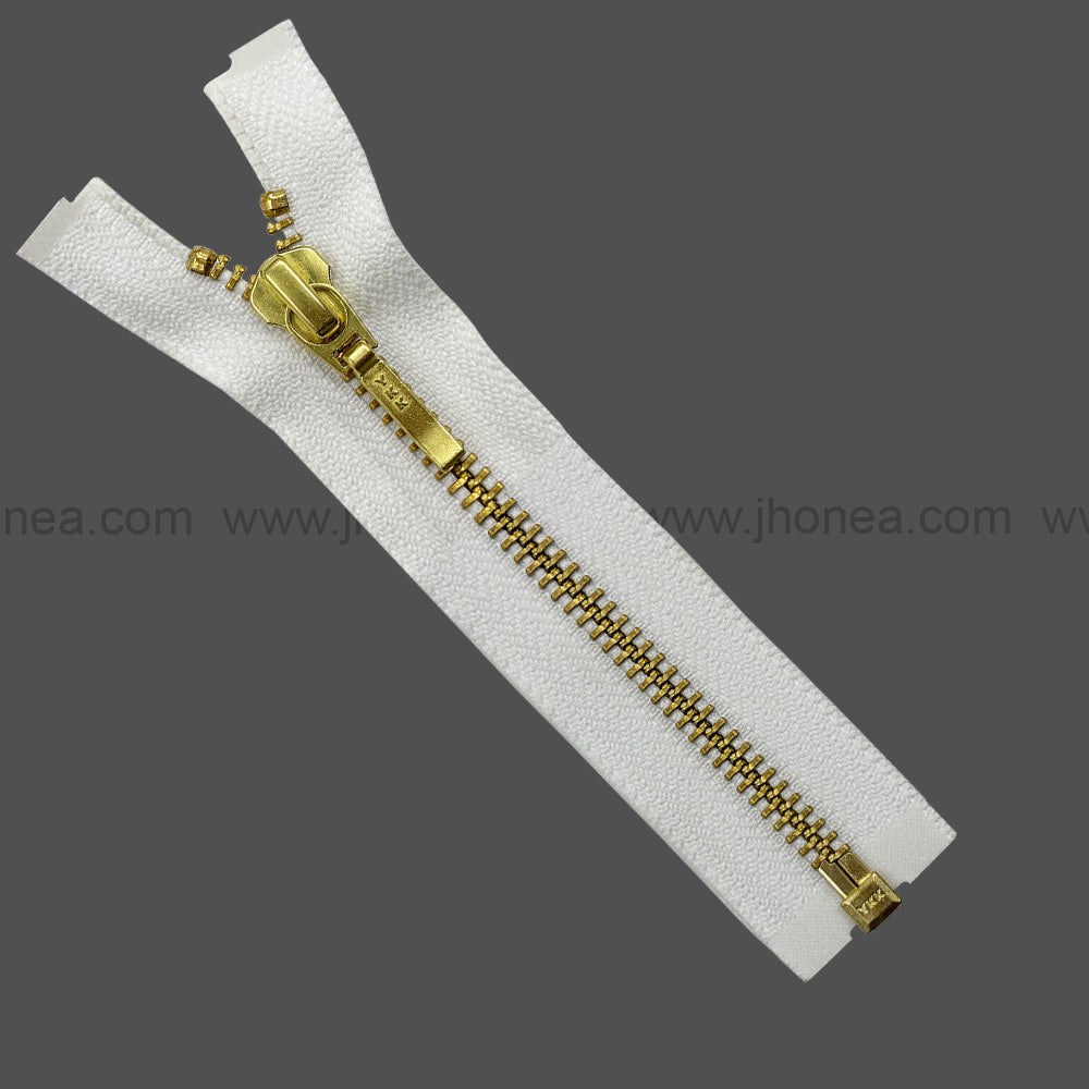 YKK- #5 Quality Designer Gold with Black/White YKK Metal Zipper for Jackets
