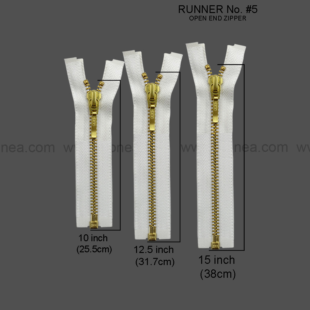 YKK- #5 Quality Designer Gold with Black/White YKK Metal Zipper for Jackets