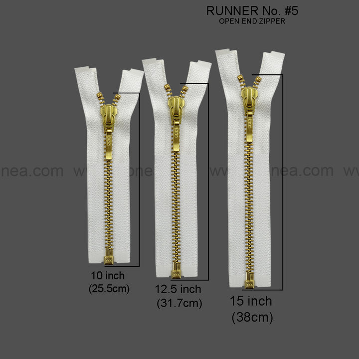 YKK- #5 Quality Designer Gold with Black/White YKK Metal Zipper for Jackets