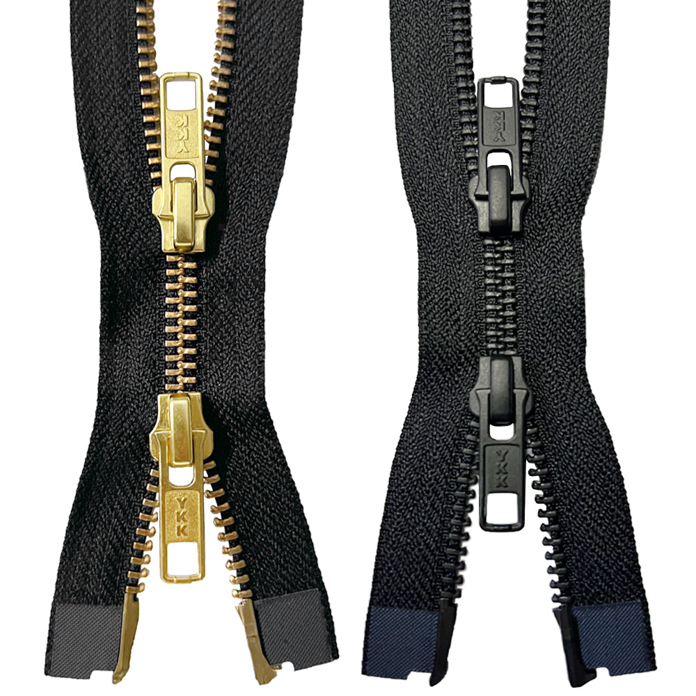 YKK #5 Matte Black/Gold Teeth Premium Two Way Metal Zipper for Jackets