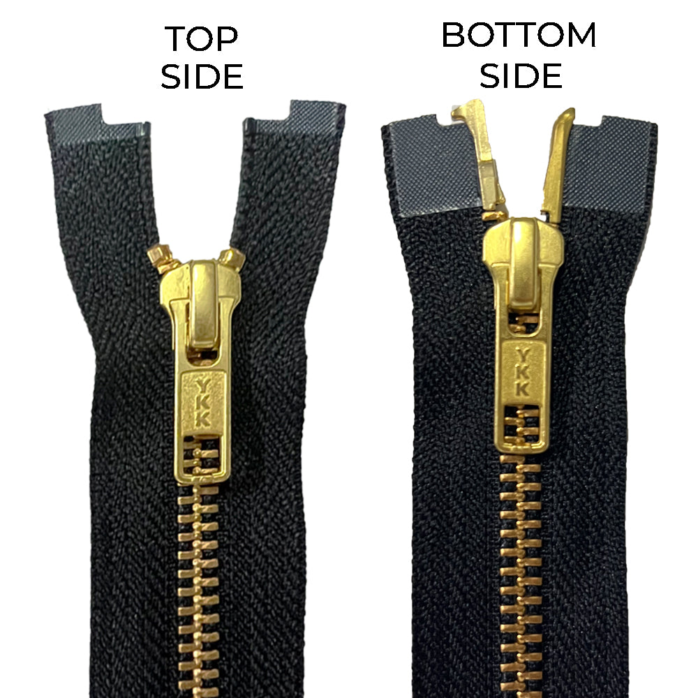 YKK #5 Matte Black/Gold Teeth Premium Two Way Metal Zipper for