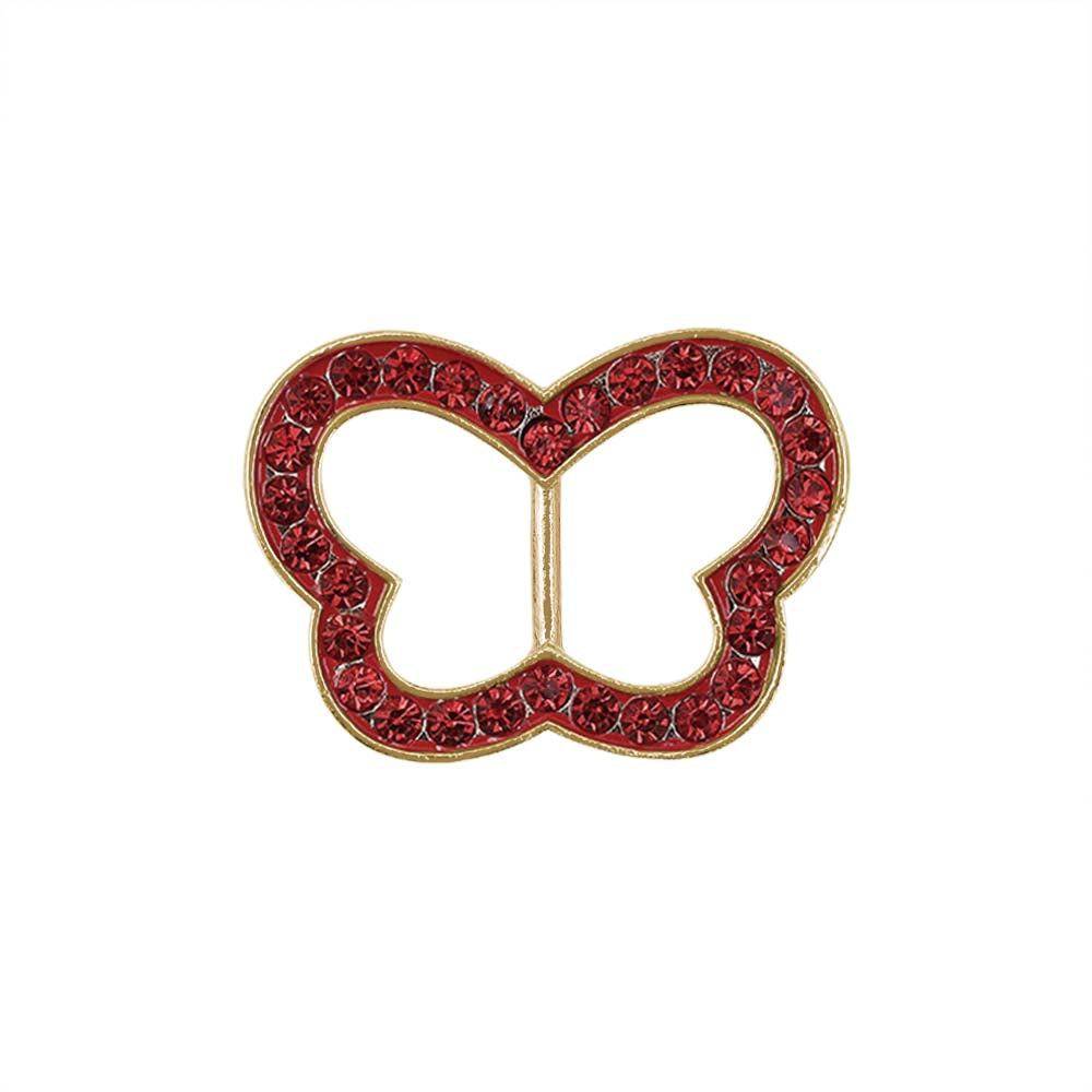 Cute Butterfly Shape Red Diamond Buckle for Kids Clothing