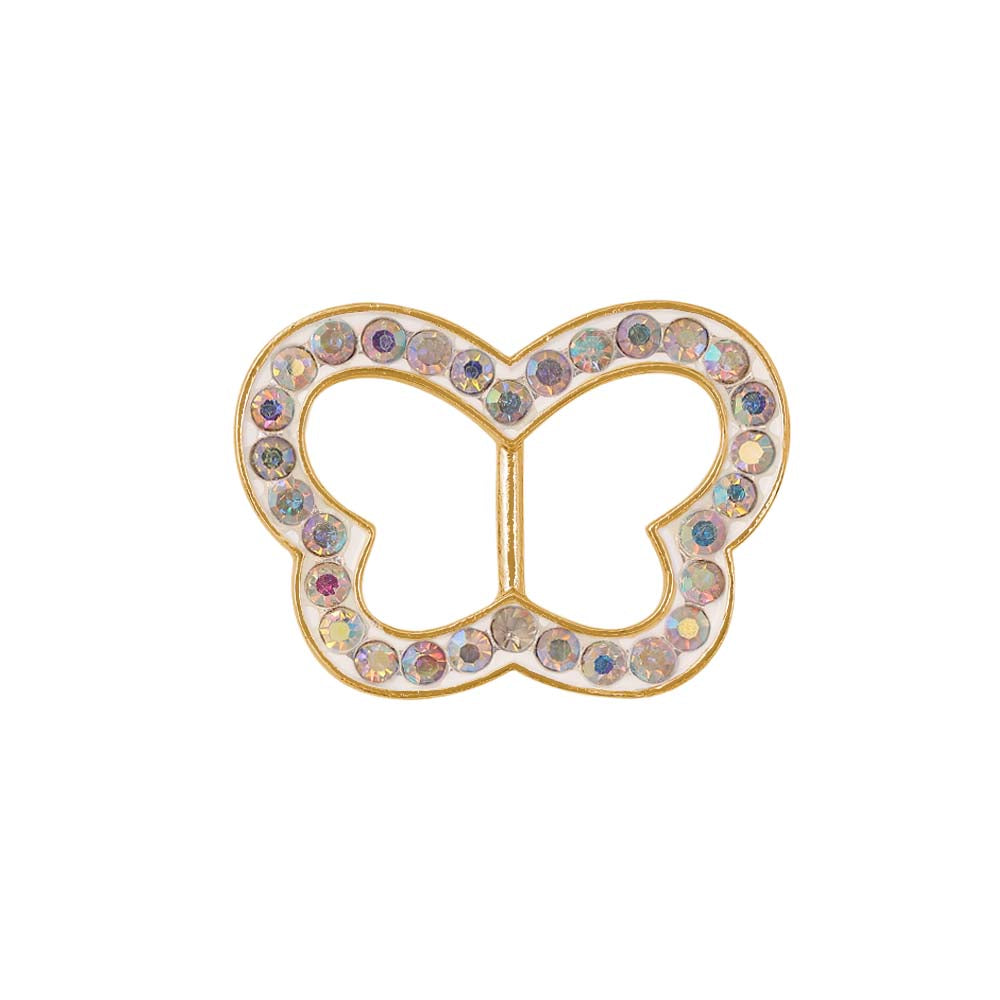 Cute Butterfly Shape Iridescent White Diamond Buckle for Kids Clothing
