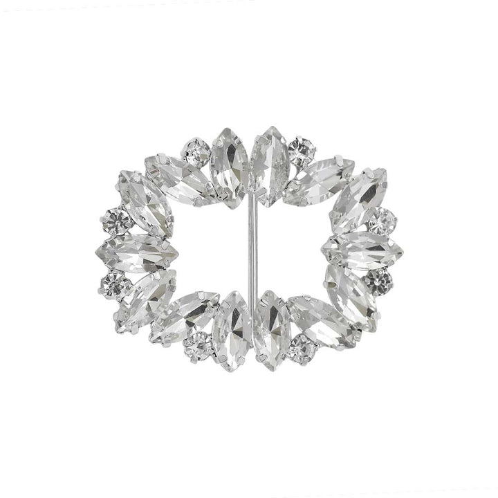 Sparkling Rectangle Shape Shiny Leaf White Diamond Belt Buckle