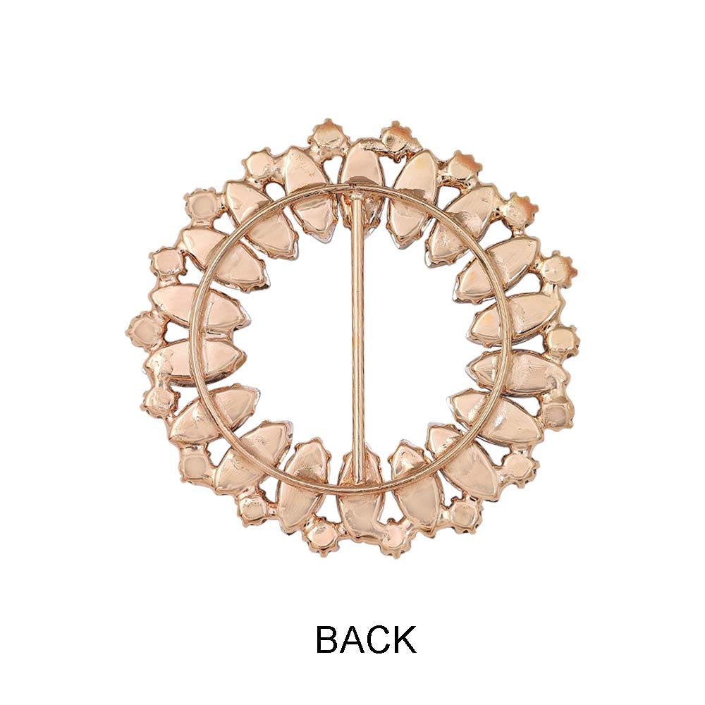 Sparkling Round Shape Leaf Diamond Metal Belt Buckle