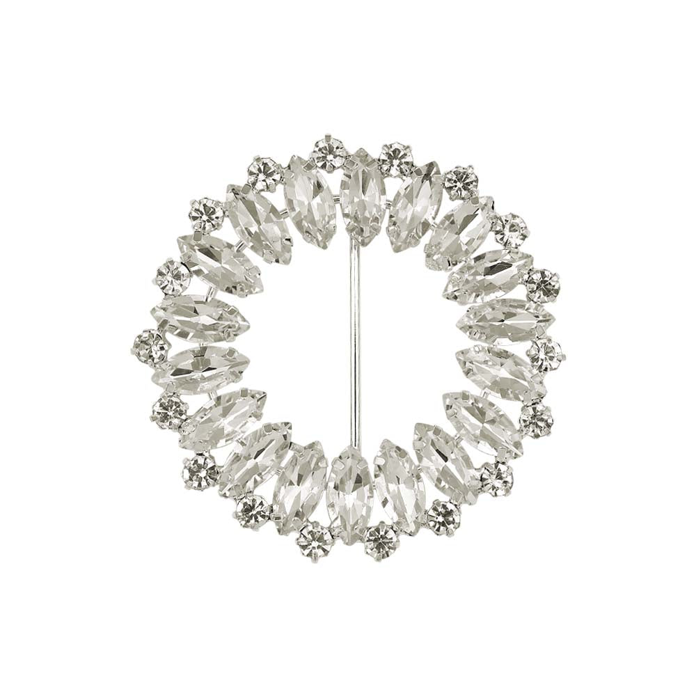 Sparkling Round Shape Leaf Silver Diamond Metal Belt Buckle