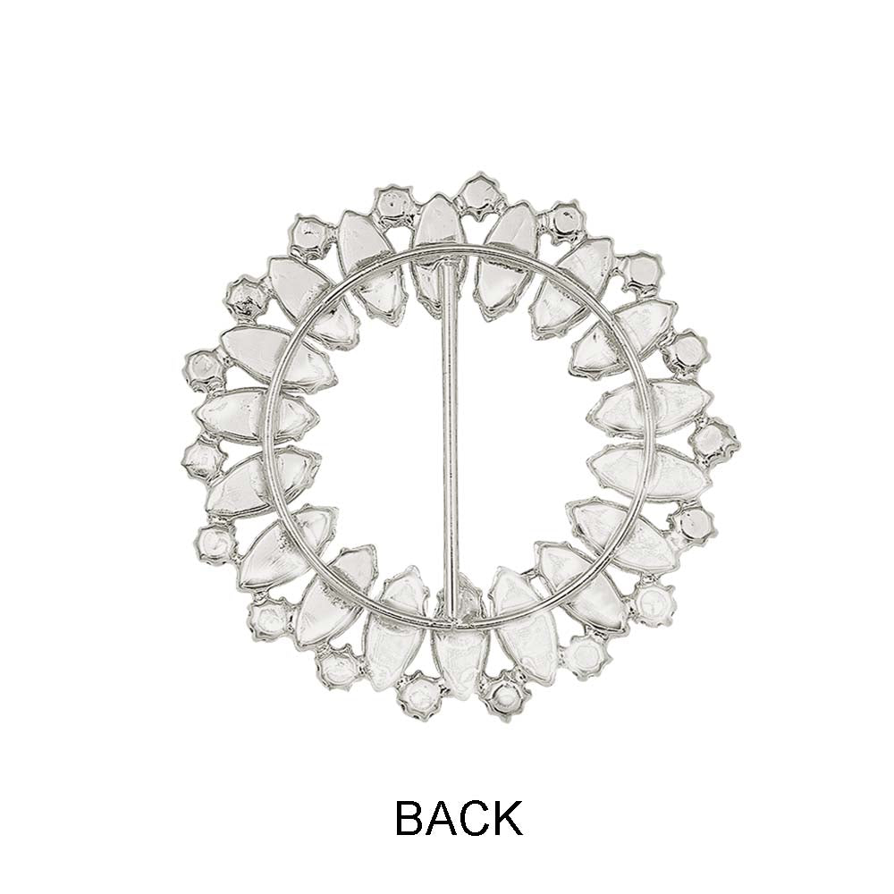 Sparkling Round Shape Leaf Diamond Metal Belt Buckle
