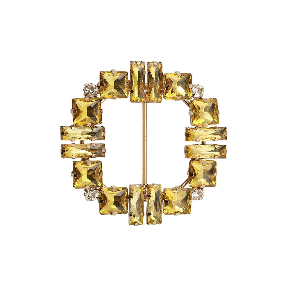 Glistening Yellow Diamond Belt Buckle for Dresses/Belts/Shoes