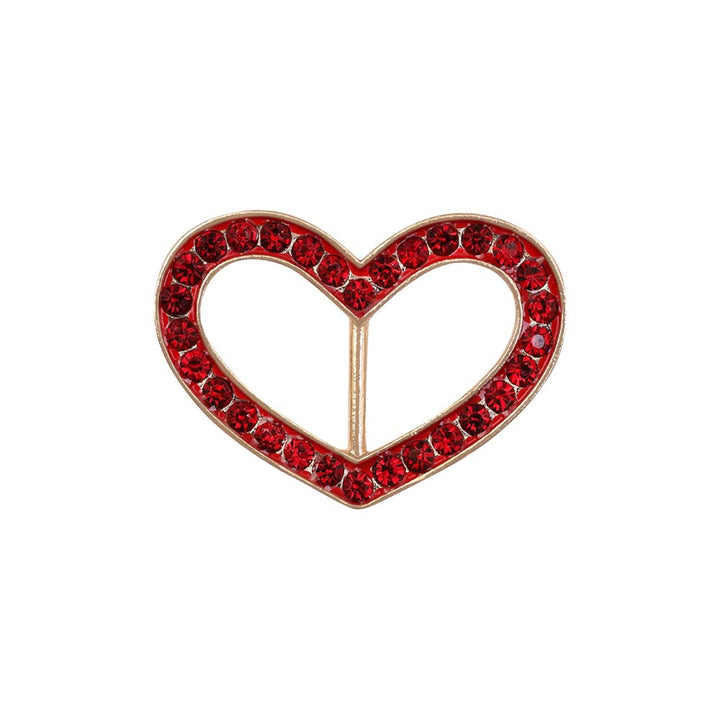 Cute Heart Shape Red Diamond Buckle for Belts/Shoes/Dresses