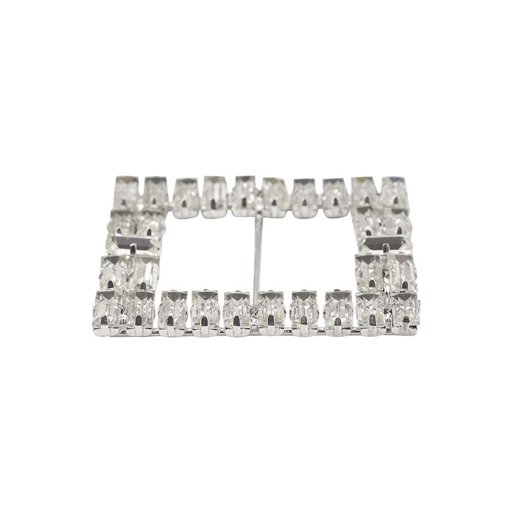 Sparkling Rectangle Shape Designer Diamond Metal Belt Buckle