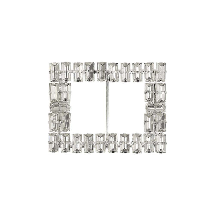 Sparkling Rectangle Shape Designer Silver Diamond Metal Belt Buckle