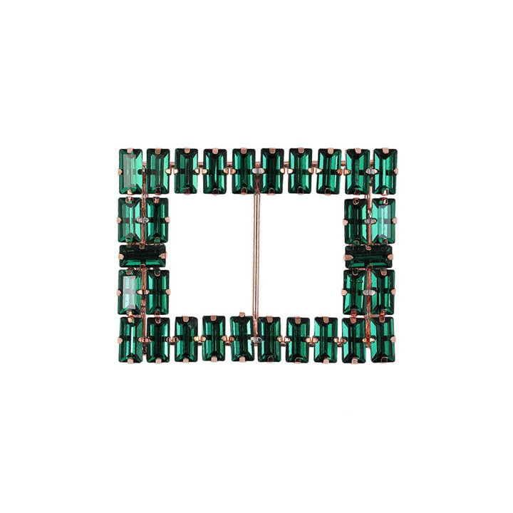 Sparkling Rectangle Shape Designer Green Diamond Metal Belt Buckle