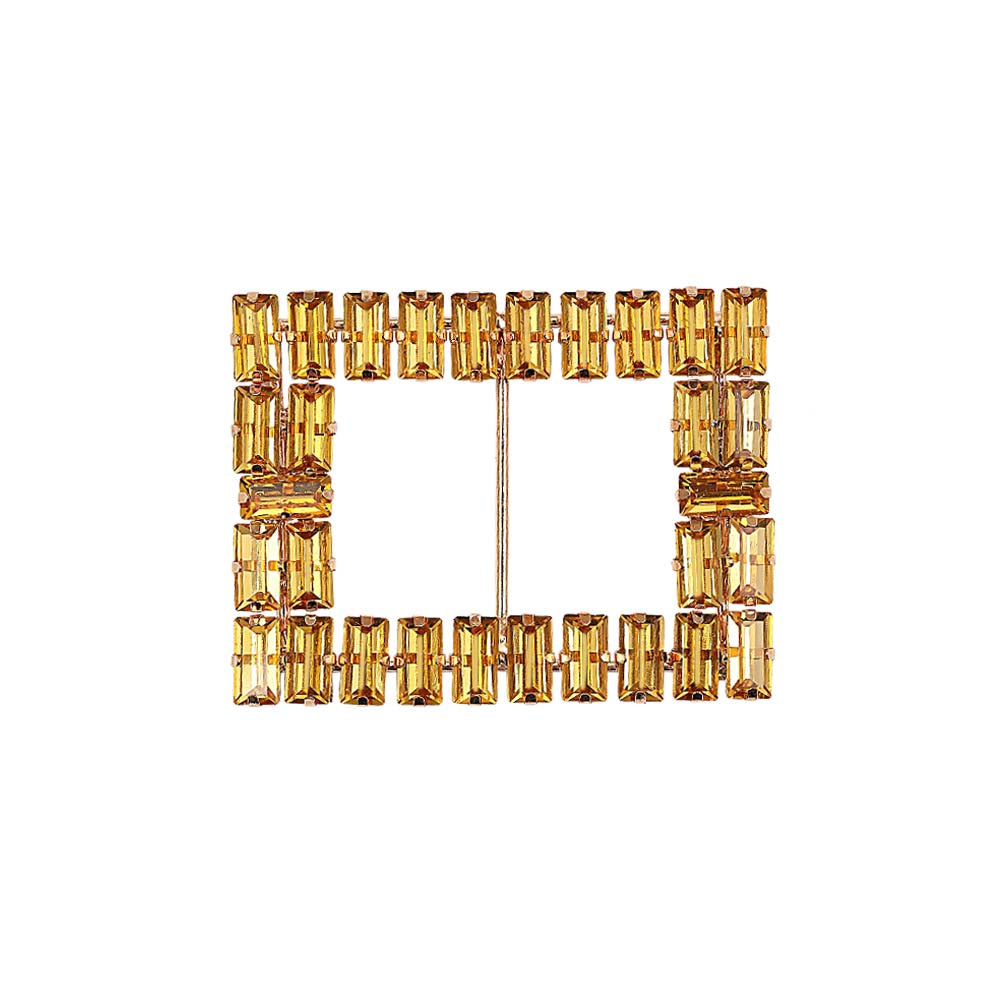 Sparkling Rectangle Shape Designer Yellow Diamond Metal Belt Buckle