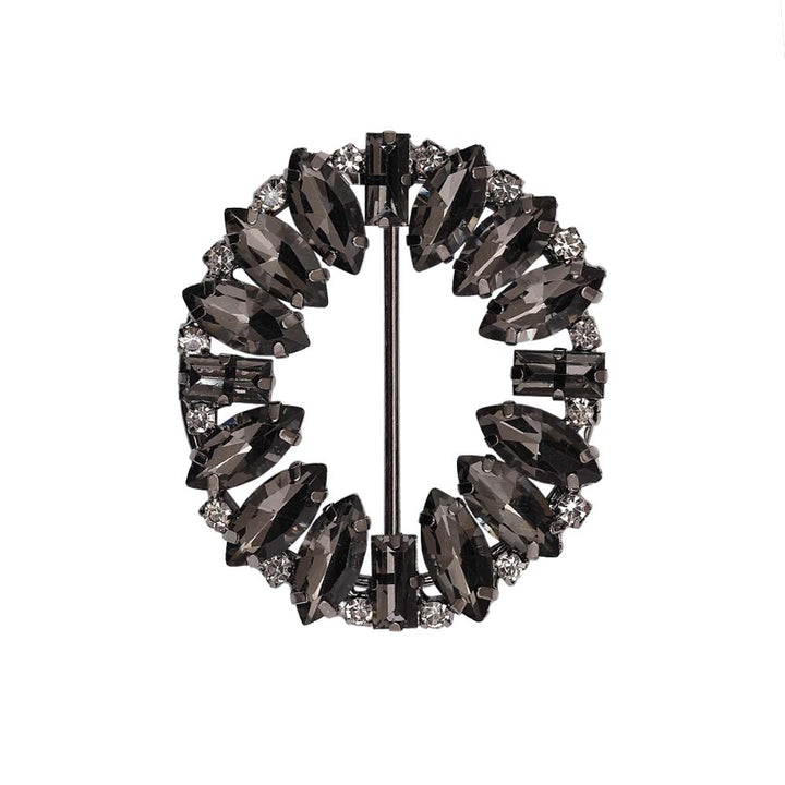 Sparkling Oval Shape Shiny Leaf Black Diamond Buckle for Clothing