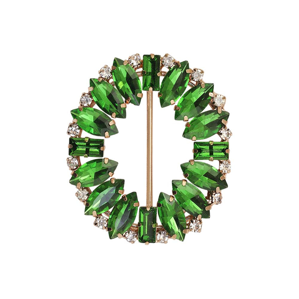 Sparkling Oval Shape Shiny Leaf Light Green Diamond Buckle for Clothing