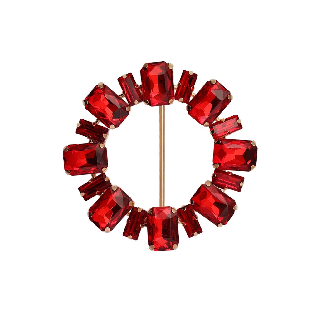Sparkling Round Shape Decorative Red Diamond Ladies Belt Buckle