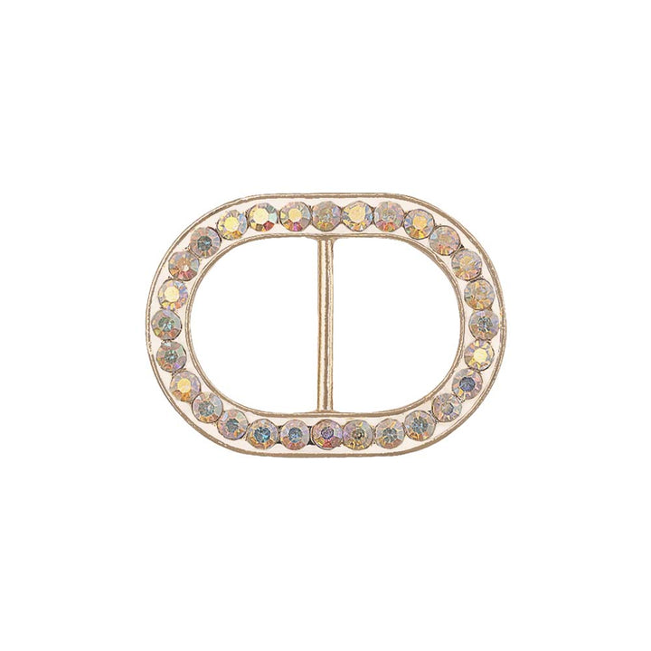 Small Rounded Oval Shape Decorative Iridescent white Diamond Belt/Shoe Buckle