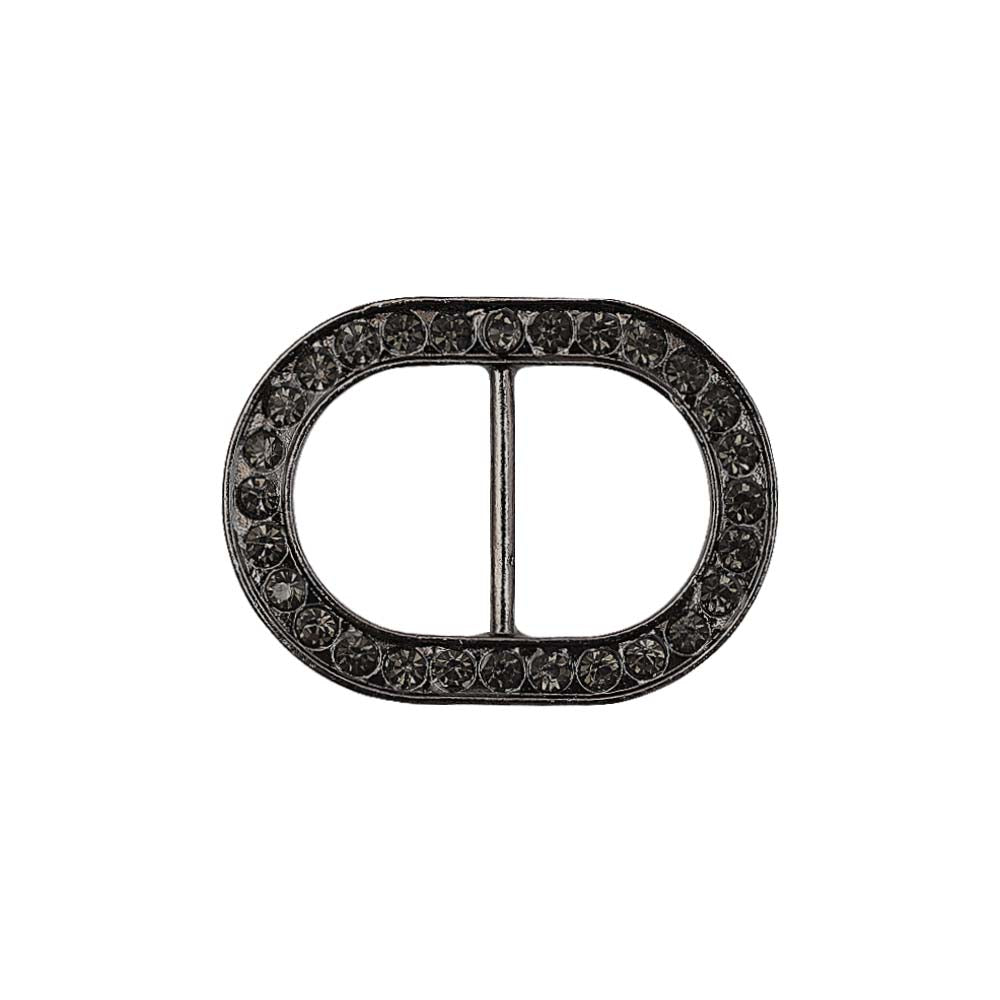 Small Rounded Oval Shape Decorative Black Diamond Belt/Shoe Buckle