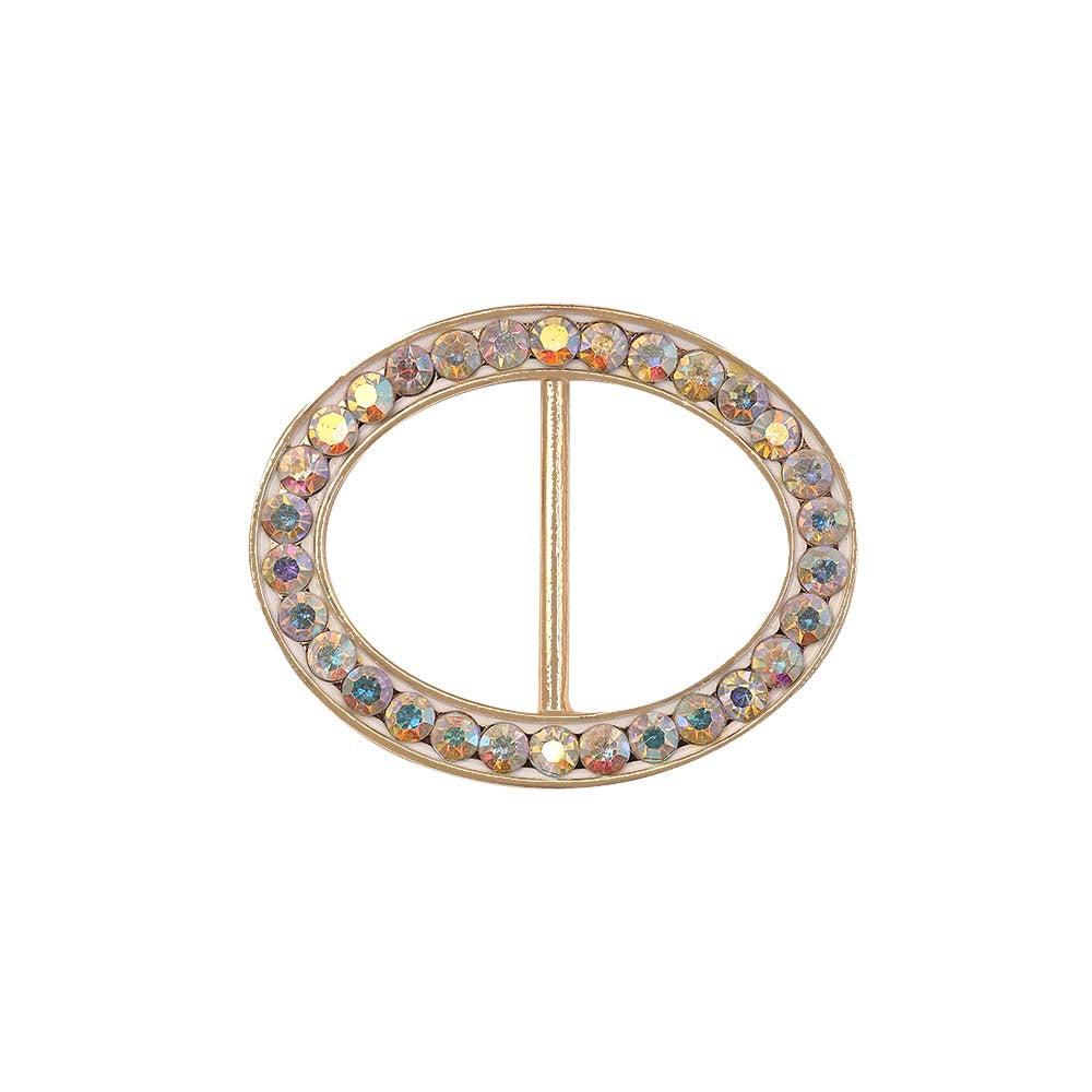 Glistening Oval Shape Decorative Iridescent white Diamond Belt/Shoe Buckle