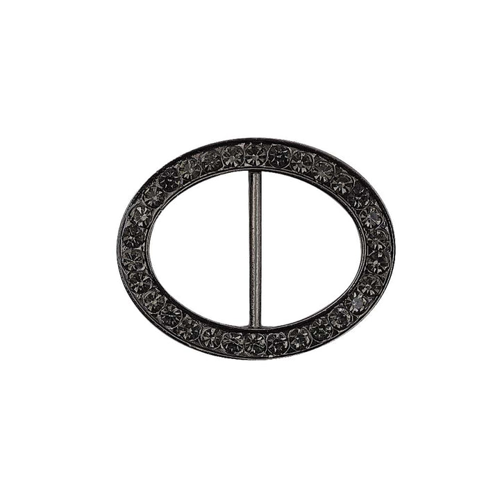 Glistening Oval Shape Decorative Black Diamond Belt/Shoe Buckle