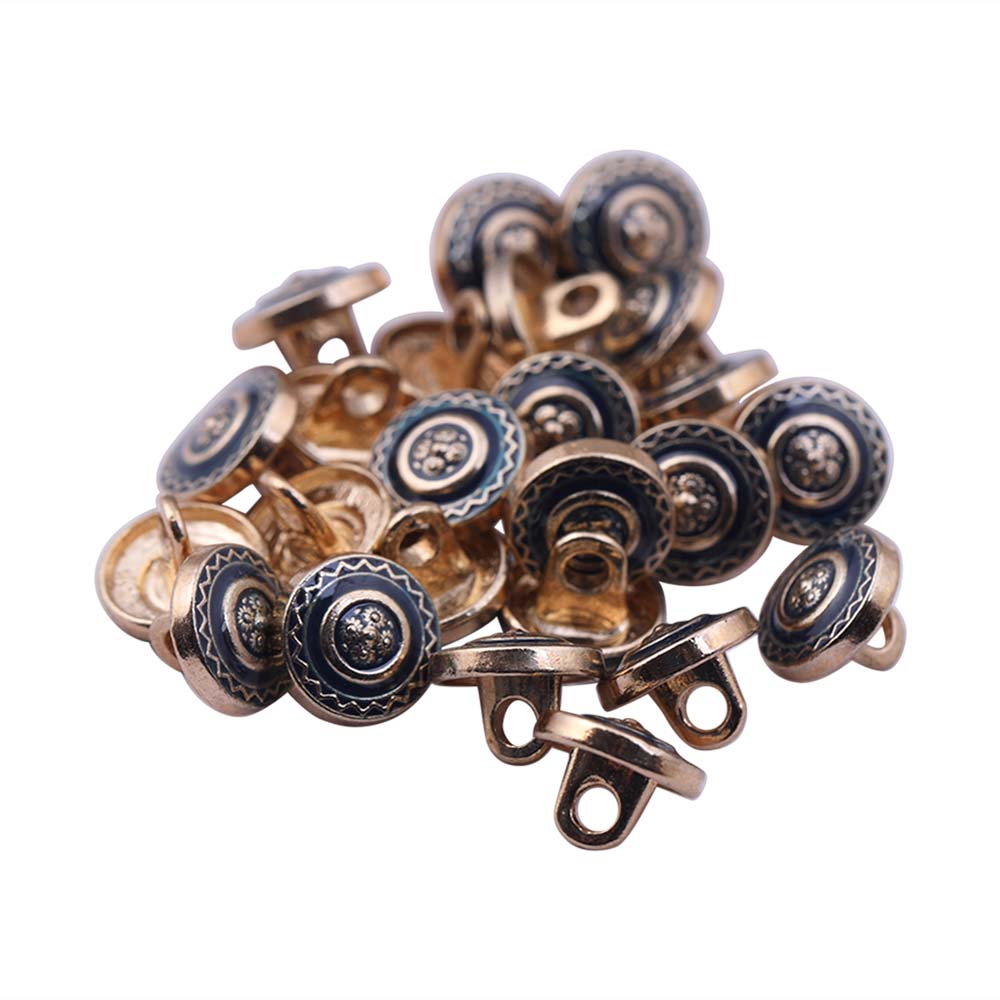 Beautiful 10mm (16L) Floral Design Enamel Colour Metal Buttons