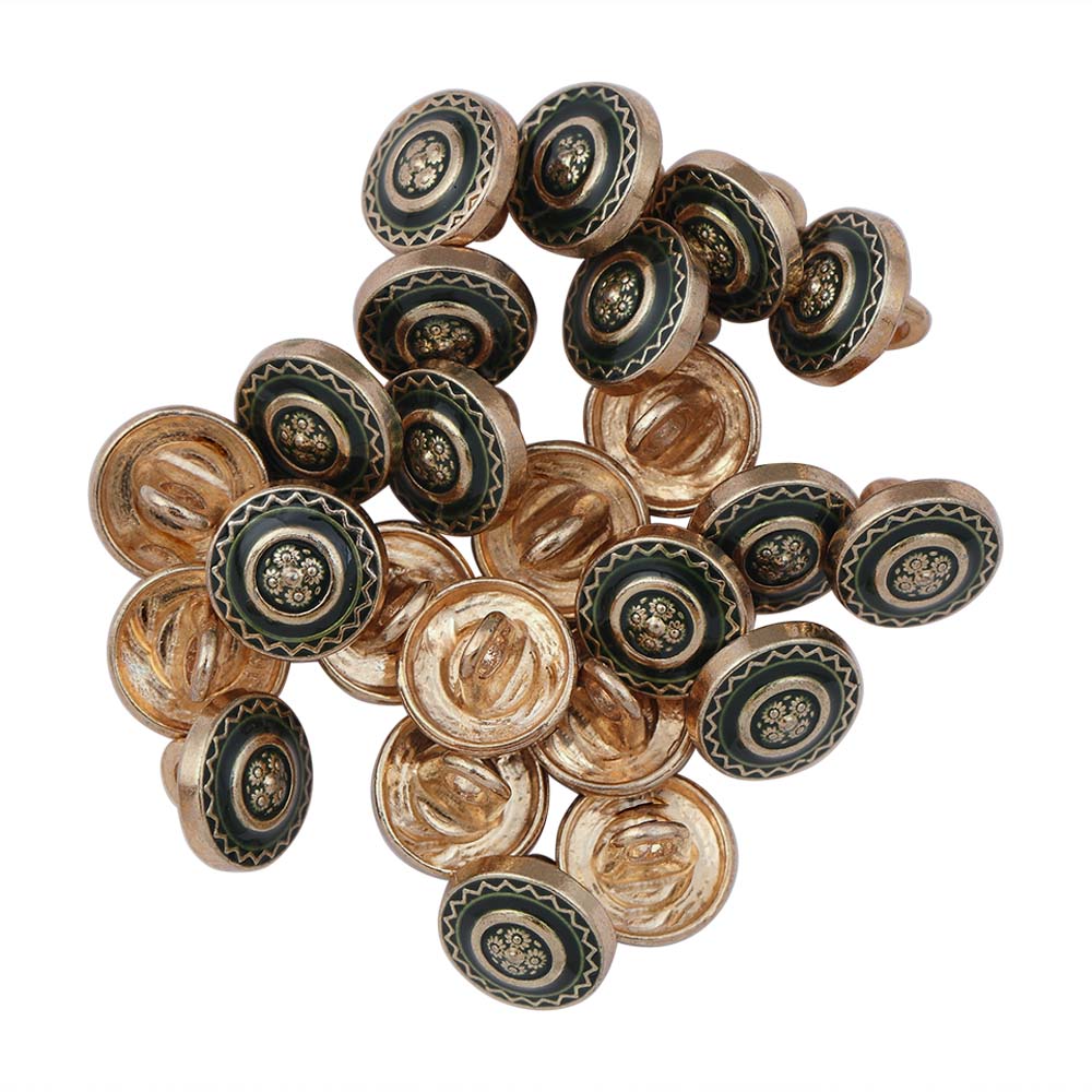 Beautiful 10mm (16L) Floral Design Enamel Colour Metal Buttons