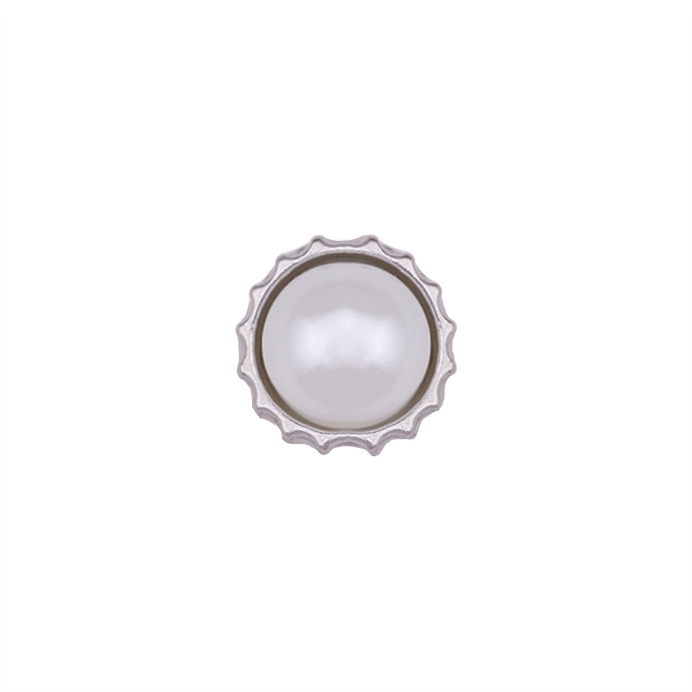 Decorative Rim 11mm Shiny Silver Pearl Metal Buttons