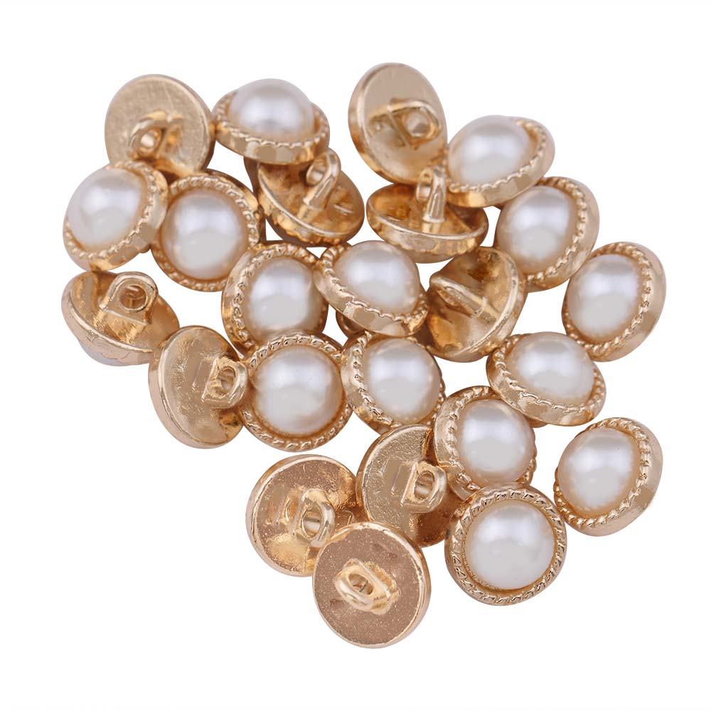10mm (16L) Classic Shiny Gold Metal Pearl Dress Buttons