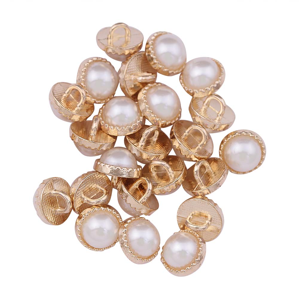 10mm (16L) Classic Shiny Gold Metal Pearl Buttons for Dresses