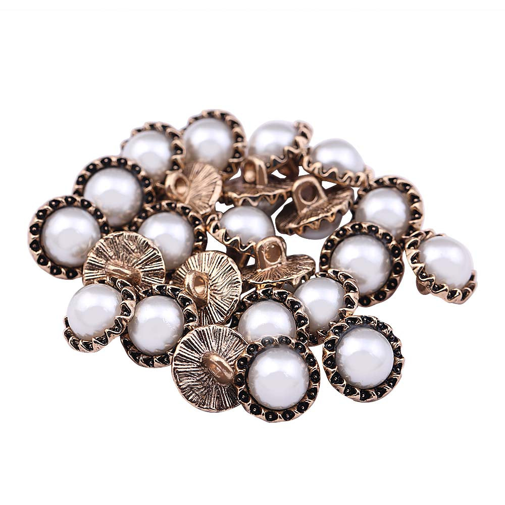 Designer Vintage Looking Antique Gold Pearl Metal Buttons