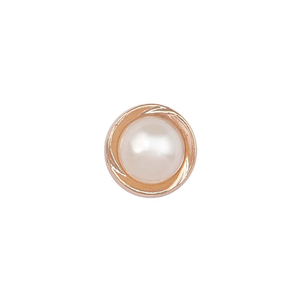 10mm (16L) Decorative Rounded Rim Shiny Gold Pearl Buttons
