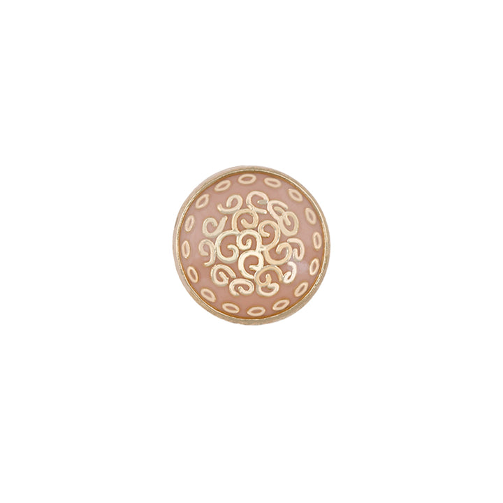 Scroll Floral Design Round Shape Lamination Metal Buttons