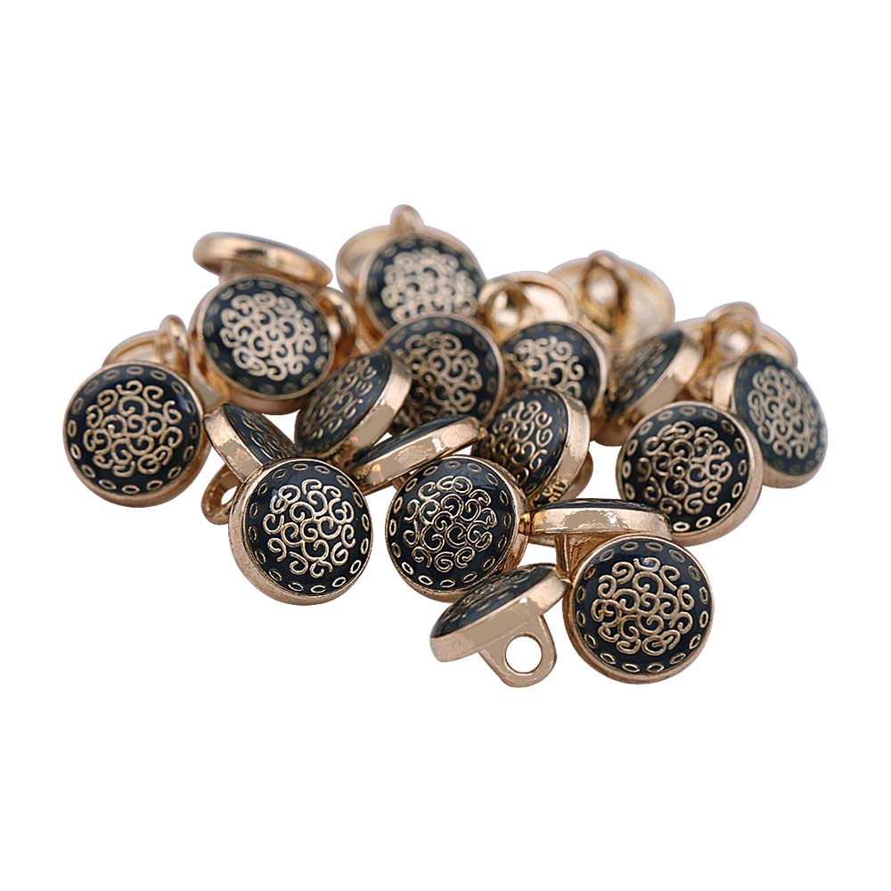 Scroll Floral Design Round Shape Lamination Metal Buttons