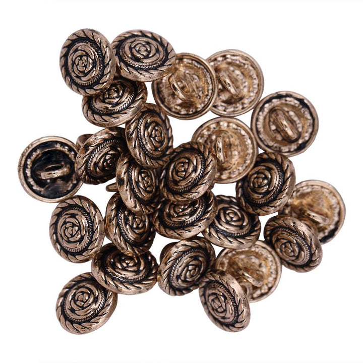 Round Rope Rim Design Rose Engraved Kurti Metal Buttons