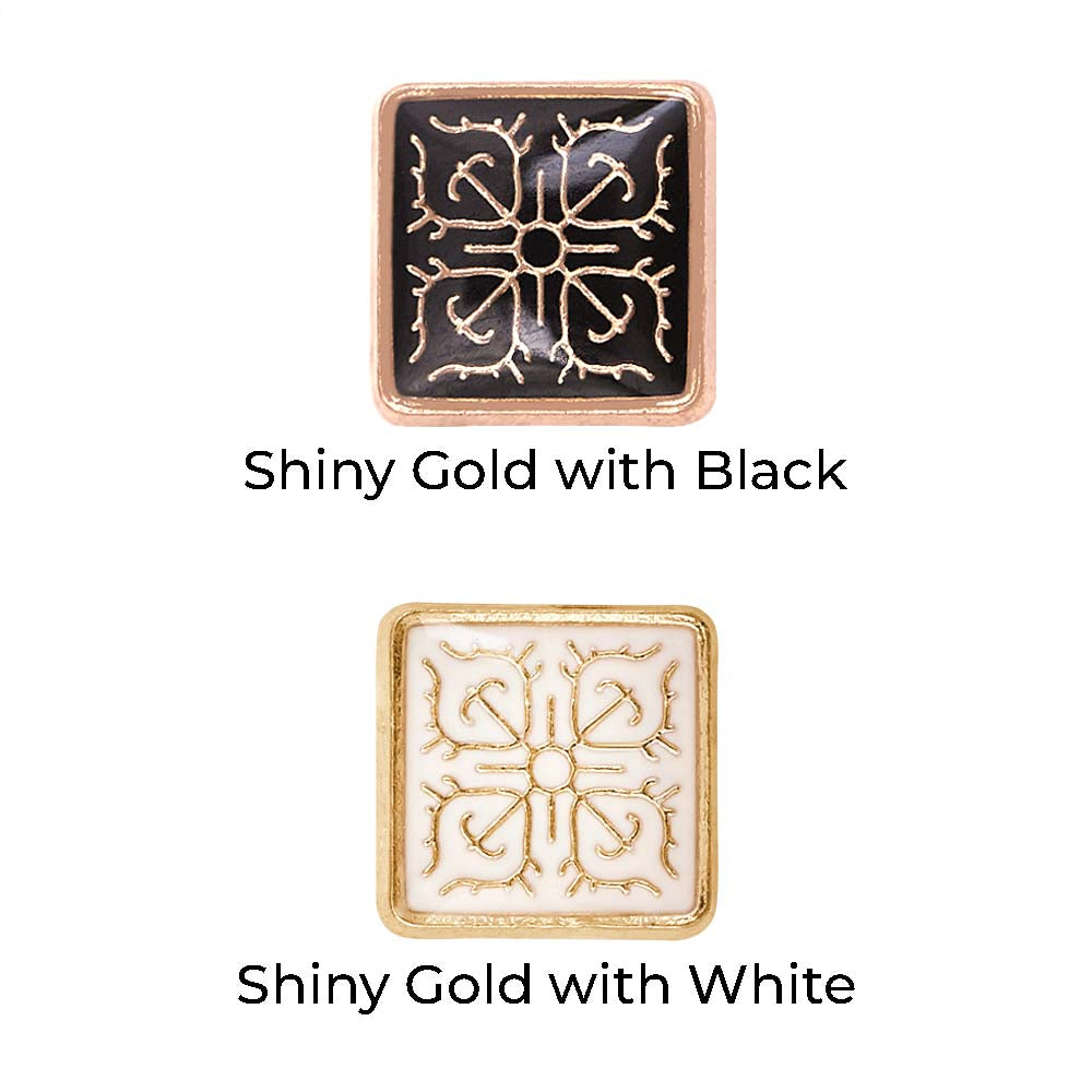 Square Shape Shiny Gold Lamination Metal Kurta Buttons