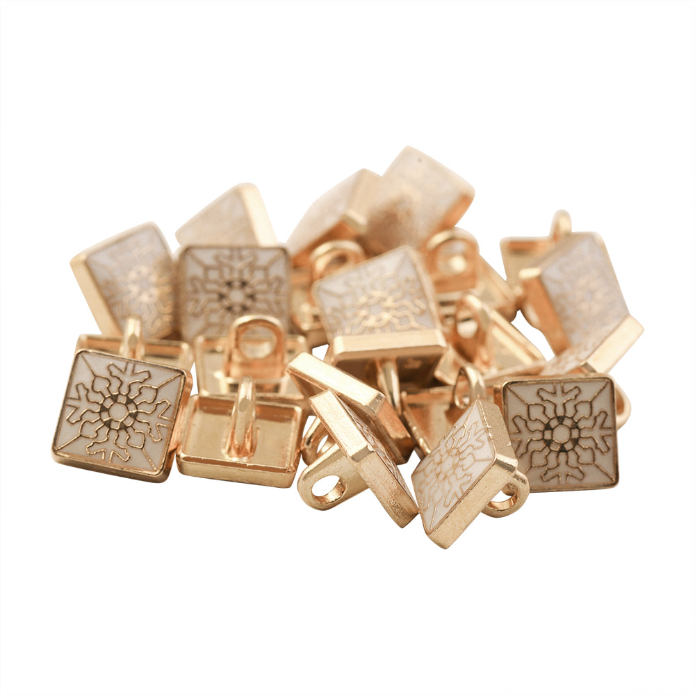 Square Shiny Gold Lamination Metal Buttons for Kurta/Shirts