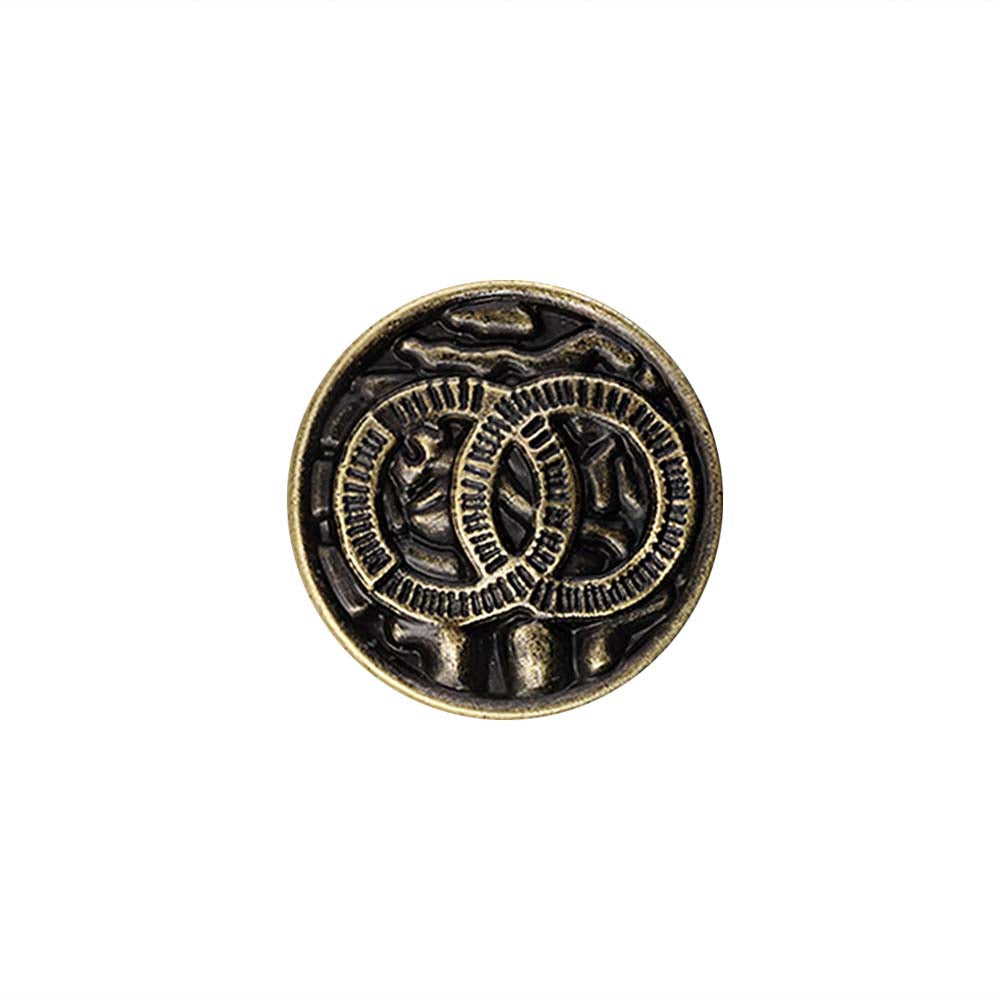 Rounded Rim Antique Brass Finish Logo Design Metal Buttons