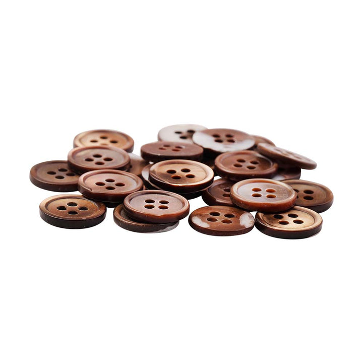Round Rim Glossy 4 Hole Natural Iridescent Brown Shirt Buttons