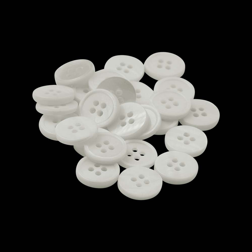 Round Rim Glossy Four Hole White Shirt Buttons