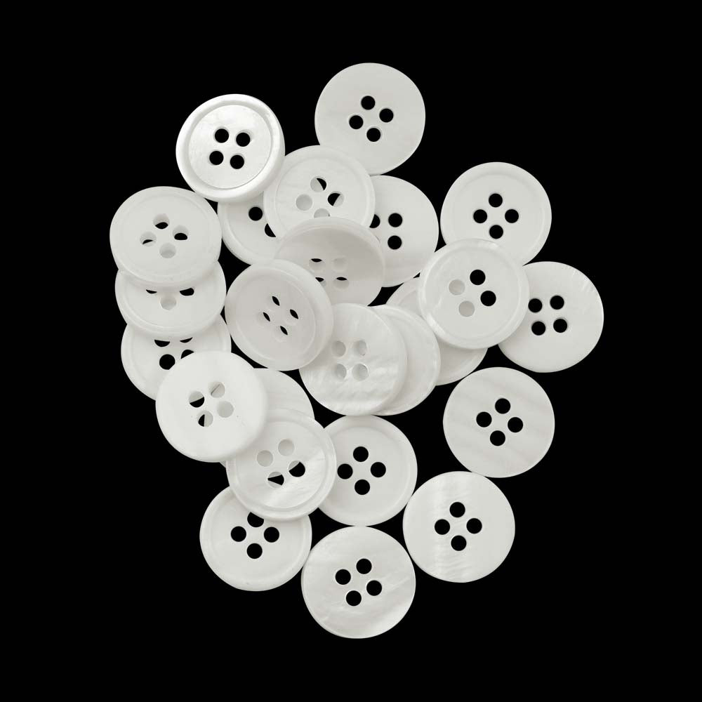 Round Rim Glossy Four Hole White Shirt Buttons