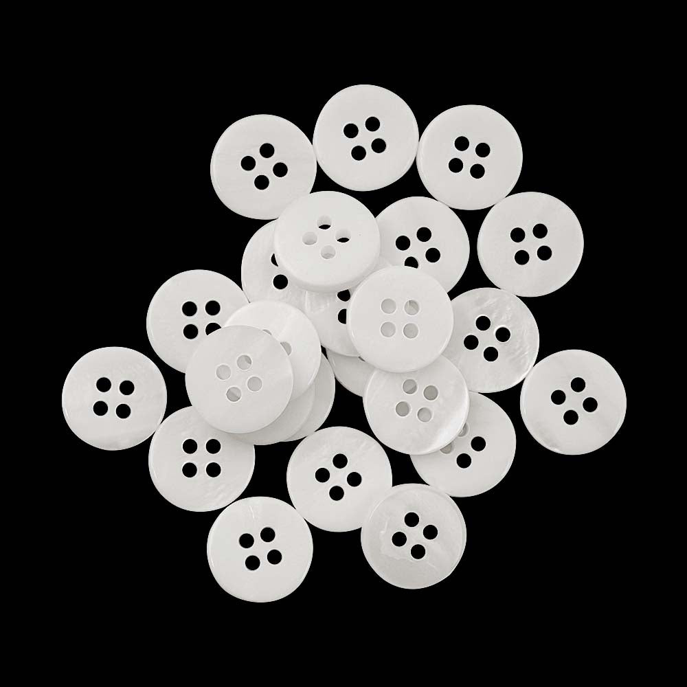 Glossy Four Hole White Shirt Buttons