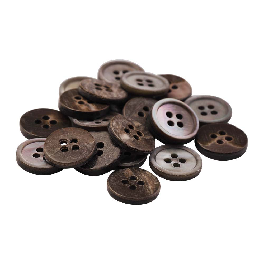 Round Rim Glossy Four Hole Natural Light Grey Shirt Buttons