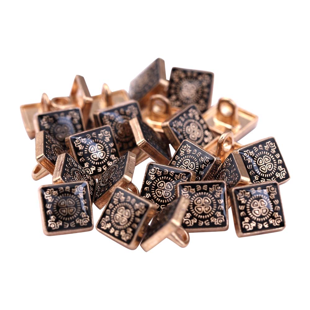 Shiny Gold with Black Lamination Metal Buttons for Kurtas