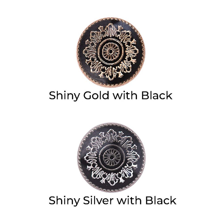 Traditional Mandala Design Lamination Metal Buttons for Kurtas