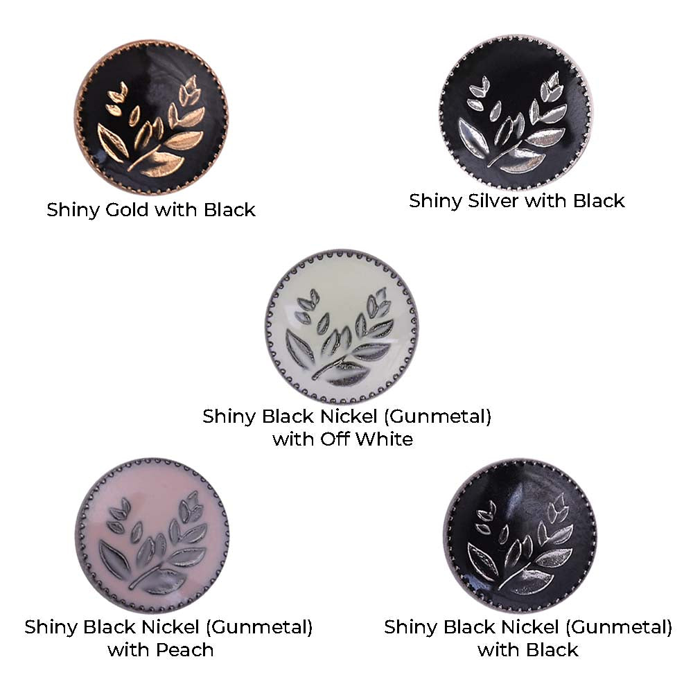 Round Shape Leaf Design Lamination Kurta Metal Buttons